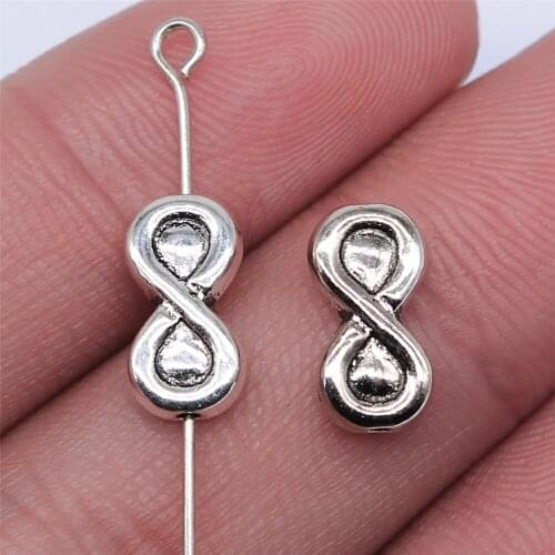 Tristana 40pcs 13x6mm Antique Silver Color Infinity Symbol Beads For Jewelry Making DIY Jewelry Findings