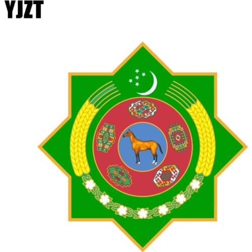 YJZT 12.9CM*12.9CM Creative Turkmenistan Car Sticker Shield Coat Of Arms PVC Decal Accessories 6-2096