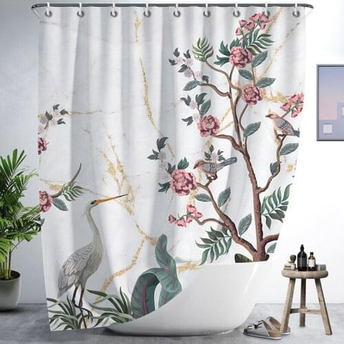 Multi-Color Botanical Theme Flowers And Leaves Shower Curtains Watercolor Bath Curtain Decor Modern Bathroom Accessories Cloth