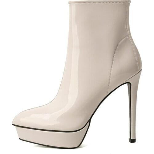 2020 Drand women boots Genuine leather Female boots 13cm High heels black fashion Autumn winter Womens shoes Size 34-41