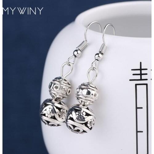 Women ethnic earrings fashion simple handmade tibetan silver earrings,new thailand dangle vintage earrings