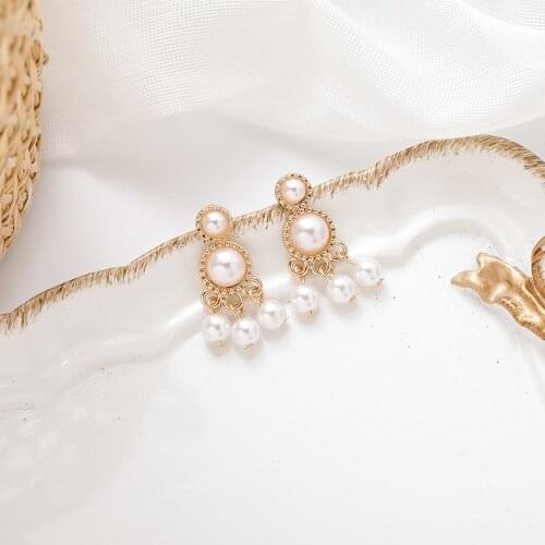 Girls Simulated-pearls Fairy Non Pierced Earrings Simple Tassel Earrings for Women
