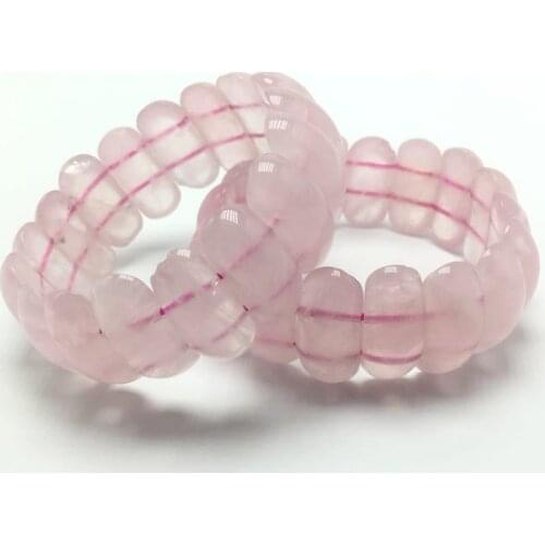 Wholesale 12X25MM Women Natural Pink Quartz Chakra Bracelets Geometry Long Beaded Crystal Stone Wrap Bracelet Elastic Bangle