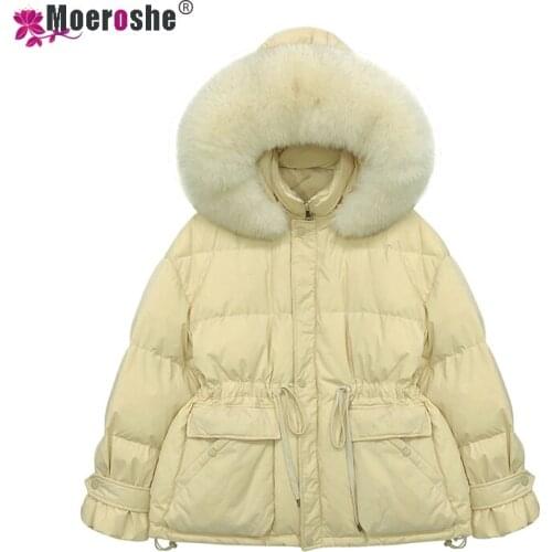 Real Fur Collar Hooded 2021 Short Female Winter Feather Down Coat Women 90% Duck Down Jacket Winter Puffer Parka Jacket Women