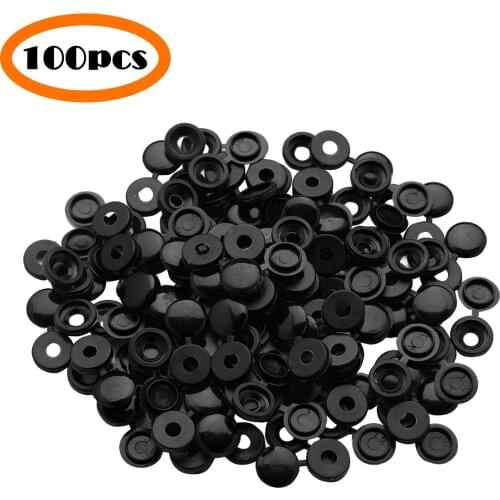 100Pcs Hinged Screw Covers Snap On Fold Over Screw Caps Plastic Washer Flip Tops Fasteners Plug Cover Hardware for Furniture Car