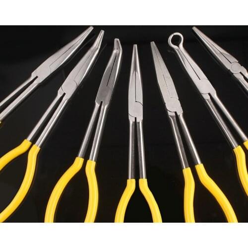 11-Inch Multi-Function Long Reach 45-Degree 90-Degree Bent Nose Plier Duckbill Hose Ring Long Nose Plier Mechanics Hand Tool