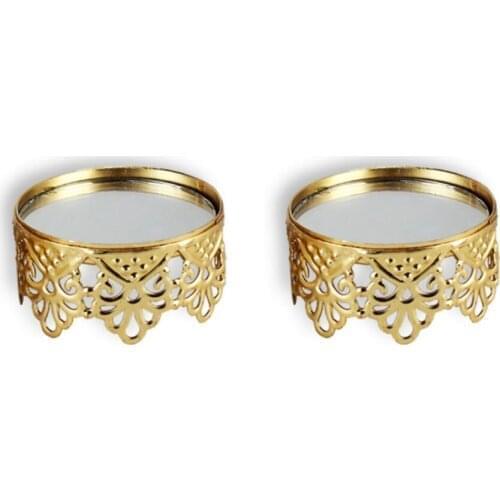 2 pcs Gold Metal Mirror Ring Riser Diameter 7 Cm Height 3 Cm wedding bride mariage хна henna