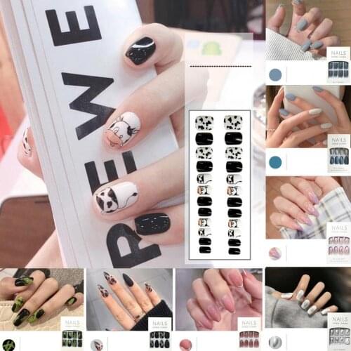 24Pcs/Set False Nail Full Cover Not Easy to Fall 8 Colors Beauty Nail Art Fake Nails for Gifts