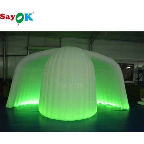 4m/5m Length Portable Inflatable Photo Booth Enclosure Backdrop LED Tent Party Wedding Lighting Decoration with 17-Color Lights