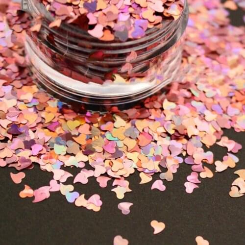 50G 4mm / Nail Art Curved HEARTS Holographic Glitter heart shaped Glitter, Nail pink GLITTER, .50g/1.76 oz bag, chunky glitter