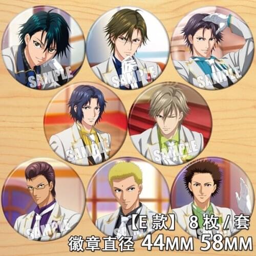 58mm Anime Prince of Tennis Ryoma Echizen Tezuka Kunimitsu Badge Brooch Buttons Acrylic Icons