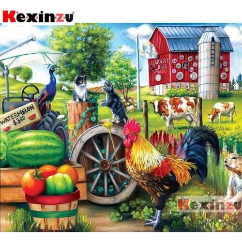 Full Square/Round Drill 5D DIY Diamond Painting"Rooster ranch"3D Embroidery handcraft work Cross Stitch Home Decor X0462