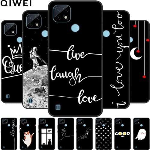 For OPPO Realme C21 Case Black Cute Soft Silicone Protective Cover For OPPO Realme C 21 Case 6.5'' RealmeC21 Phone Cases Shells