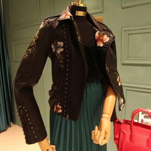 Floral Night Leather Jacket Womens Faux Leather Jackets Casual Short Coat for Spring Fall and Winter d88