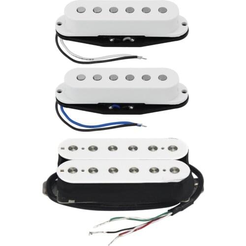 FLEOR 3pcs Vintage Alnico 5 Guitar Pickup SSH Set Single Coil Pickup & Humbucker Pickup White
