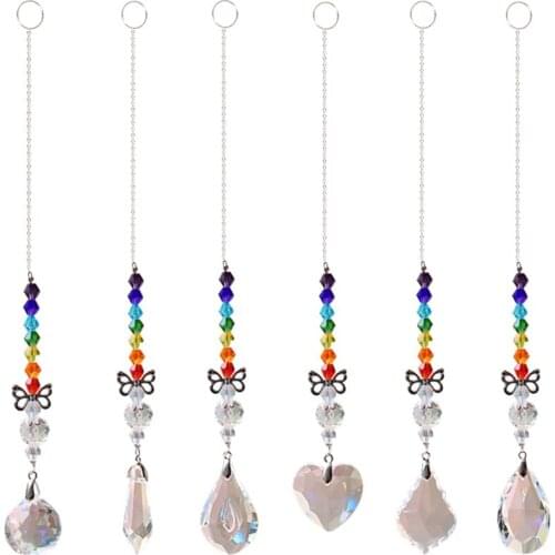 Crystal Heart Leaf Pendant Garden Window Wind Chime Car Decoration