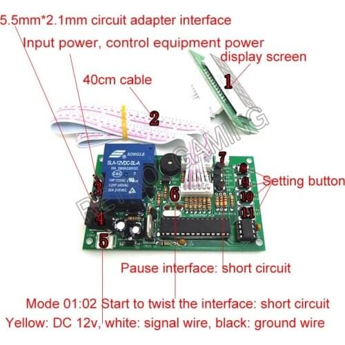 JY 15B Timer Control Board Power Supply Zero Delay Count Timing Circuit Conroller with 40cm White Lead for Multi Coin Acceptor