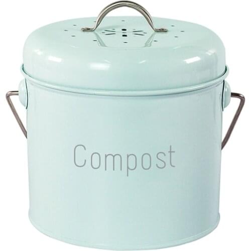 Compost Bin 3L - High Quality Kitchen Compost Bin - Kitchen Composter for Food Waste - Coal Filter,Light Green
