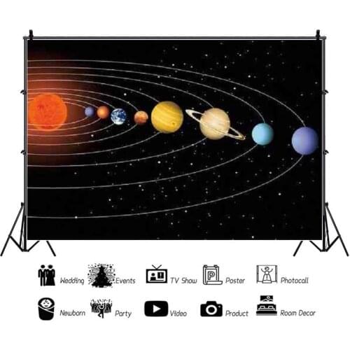 Cosmic Solar System Planets Backdrops Artistic Photos Background Decorations for Kids Birthday Party Photography Props