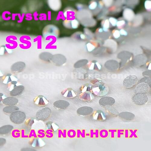 Nail art crystal AB color SS12(3.0-3.2mm) non hotfix flatback rhinestone DIY nail decoration crystal stones