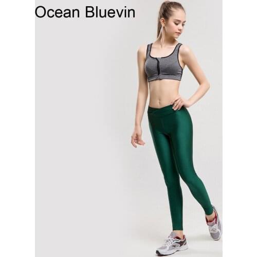 Ocean Bluevin Brand Leggings Solid Fluorescent Gandy Green Colors Fitness legging High Elasticity Leggins Legins Trouser Pants