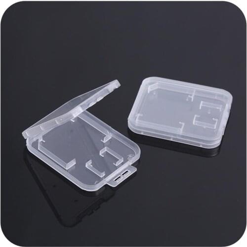 Small Transparent Plastic Protect Standard SD TF MMC SIM Memory Card Holder Storage Case Box LX5054