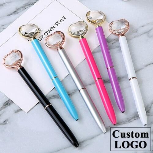Custom Logo Metal Love Diamond Pen Hotel Promotional Gift Pen Ballpoint Pen Crystal Pen Rollerball Pen Ballpoint Pen Luxury