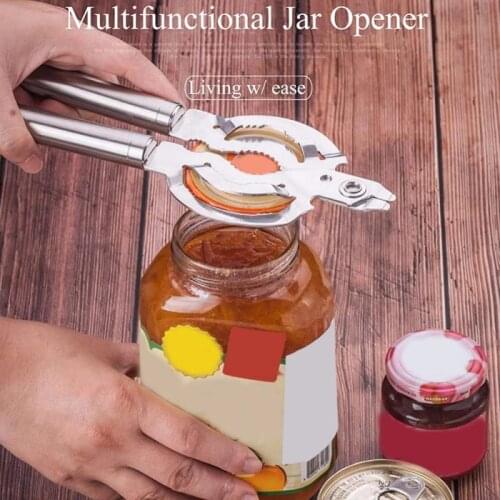 Multifunction Lid Jar Opener Handy Screw Cap Stainless Steel Openers Powerful Can Bottle Opener Grip Wrench Bottle Kitchen Tools