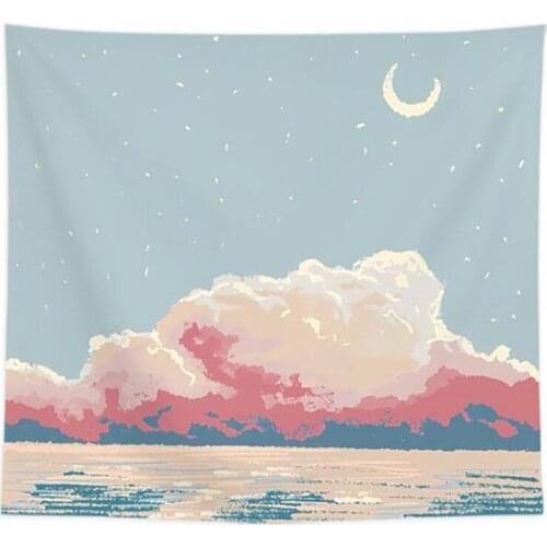 Moon Cloud Tapestry Kawaii Home Room Decor Sea Scenery Wall Hanging Cloth Romantic Bedroom Tapiz