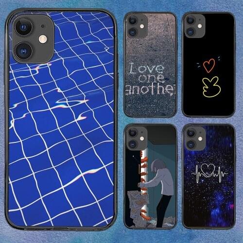 Cartoons Dark Blue Lattice Phone Case For iphone 12 11 6 Mini Pro XS Max X XR 7 8 Plus Soft TPU Cover 12Pro 11Pro 12Mini