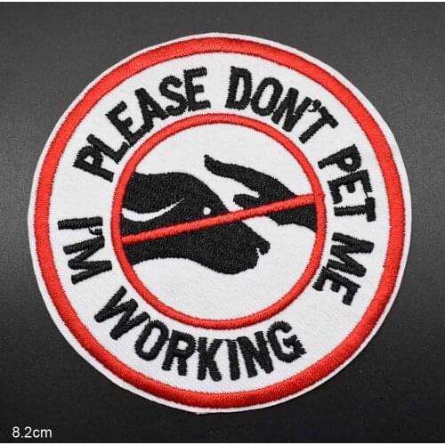 Stop No DO NOT PET Me Dog Iron On Embroidered Clothes Patches For Girl Woman Clothing Stickers Garment Wholesale