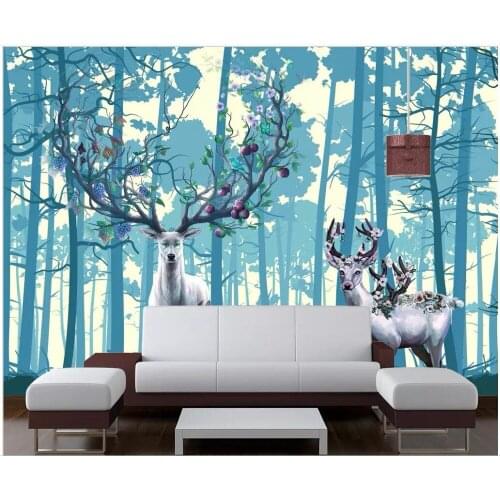 3d photo wallpaper custom mural Nordic style abstract woods elk living room home decor 3d wall murals wallpaper for walls 3 d