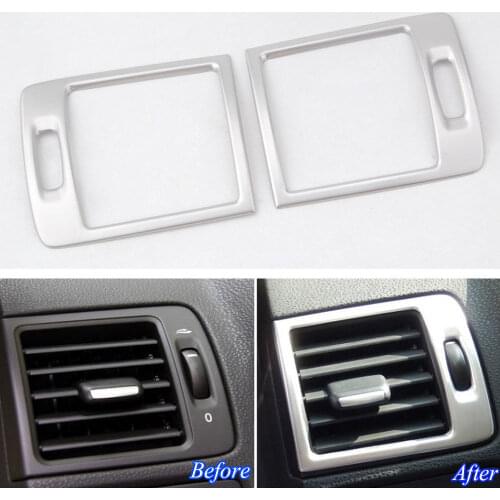 BBQ@FUKA New Stainless Steel Car Front Side AC Air Condition Vent Outlet Cover Trim For Volvo C30 S40 V50 C70 2004-2013