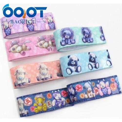 OOOT BAORJCT I-19308-558 25mm 10yards Cartoon Thermal transfer Printed grosgrain Ribbons,bow cap DIY accessories decorations