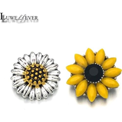 Sunflower Component Crystal w452 18mm Metal Snap Button For Bracelet Necklace Interchangeable Jewelry Women Accessorie Findings