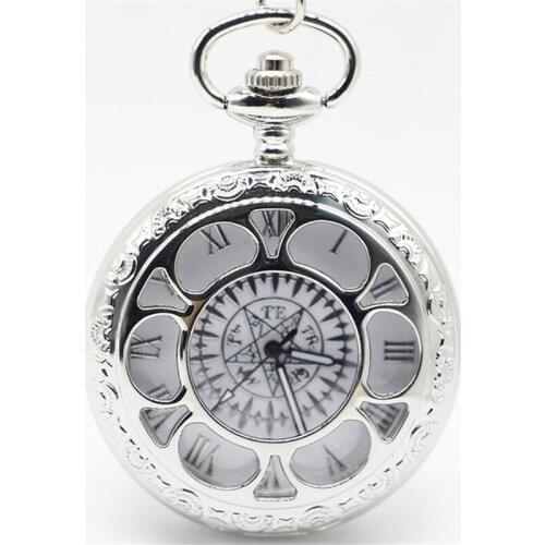 Luxury Silver Round Dial Quartz Pendant Necklace Gift Hot Sales Steampunk Hollow For Men Women CF1031