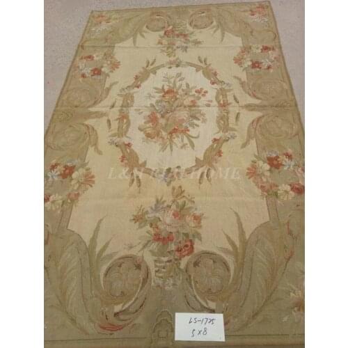 Free shipping 5'X8' Handmade needlepoint woolen rugs,100% handmade New Zealand wool carpets Light green