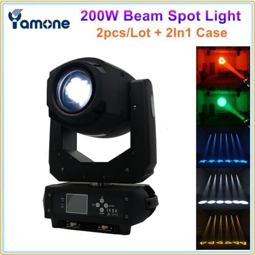 2pcs/Lot 200W LED Moving Head Light DMX Beam Spot Wash 3In1 LED Stage Light For DJ Disco Club Party Show With 2In1 Case