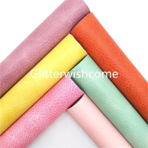 Glitterwishcome Two Tones Synthetic Leather Faux Fabric Sheets with Felt Backing for Accessories Bows DIY 21X29CM GM2007A