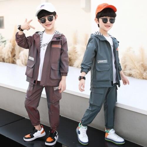 Spring Autumn Boys Clothing Suits Coat+ Pants 2pcs/Set Kids Jacket Tops Teenager Sport Costume Outfits Tracksuit High Quality