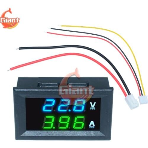 Mini Digital Volt Voltmeter Ammeter DC 100V 10A Panel Voltage Current Meter Tester Blue Green Dual LED Display Amp DC 4 - 30V