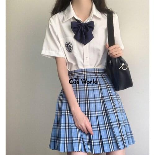 [Xiao Lan] Girls Japanese Summer High Waist Pleated Plaid Skirts For JK School Uniform Students Cloths