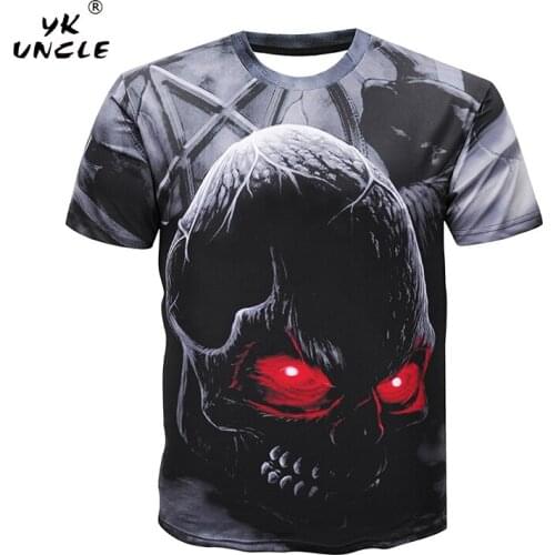 YK UNCLE Brand 3D Skull T shirts Men HOT SALE Summer Fashion Mens Hip Hop 3D Printed T shirt Men Clothes T-shirt Plus Size