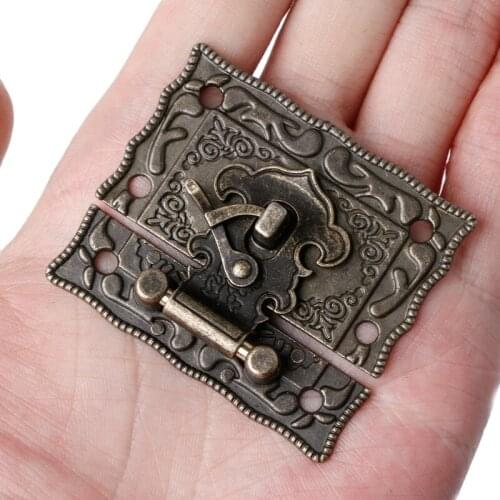 55mmx47mm Vintage Style Latch Wooden Box Hasp Pad Chest Lock Bronze Tone Antique