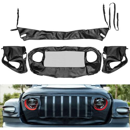 Front End Grille Bra Cover Protector Kit for Jeep Wrangler JL & Gladiator JT Vinyl 4-pc Set