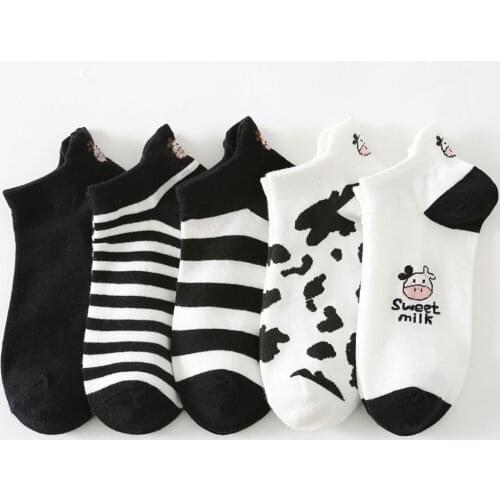 Womens Socks 10 Pairs/Lot Breathable Soft Cotton Short Socks Ladies Female Girls Invisible Boat Socks Cute Cartoon Ankle Socks