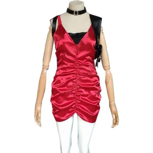 2019 BioHazard RE2 Ada Wong Costume Red Cotton Cosplay Costume Halloween Gift Women Party