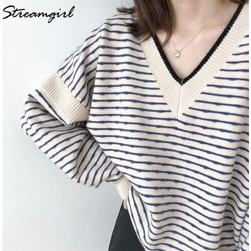 Striped Sweater Women Oversize Jumper Autumn Knit Top Loose Pull Oversize Sweaters Fluffy Jumper Women y2k Knitted Pullovers