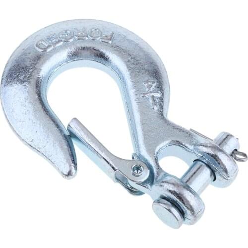 1/4 inch Clevis Slip Hook with Safety Latch - Heavy Duty Grade Steel Towing Winch Rope Clasps Clip Buckle - Silver