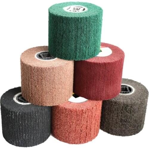 1Pc Non-woven Wire Drawing Polishing Wheel Nylon Drawing Round Brush Scouring Pad buffing wheel For metal deburring derust